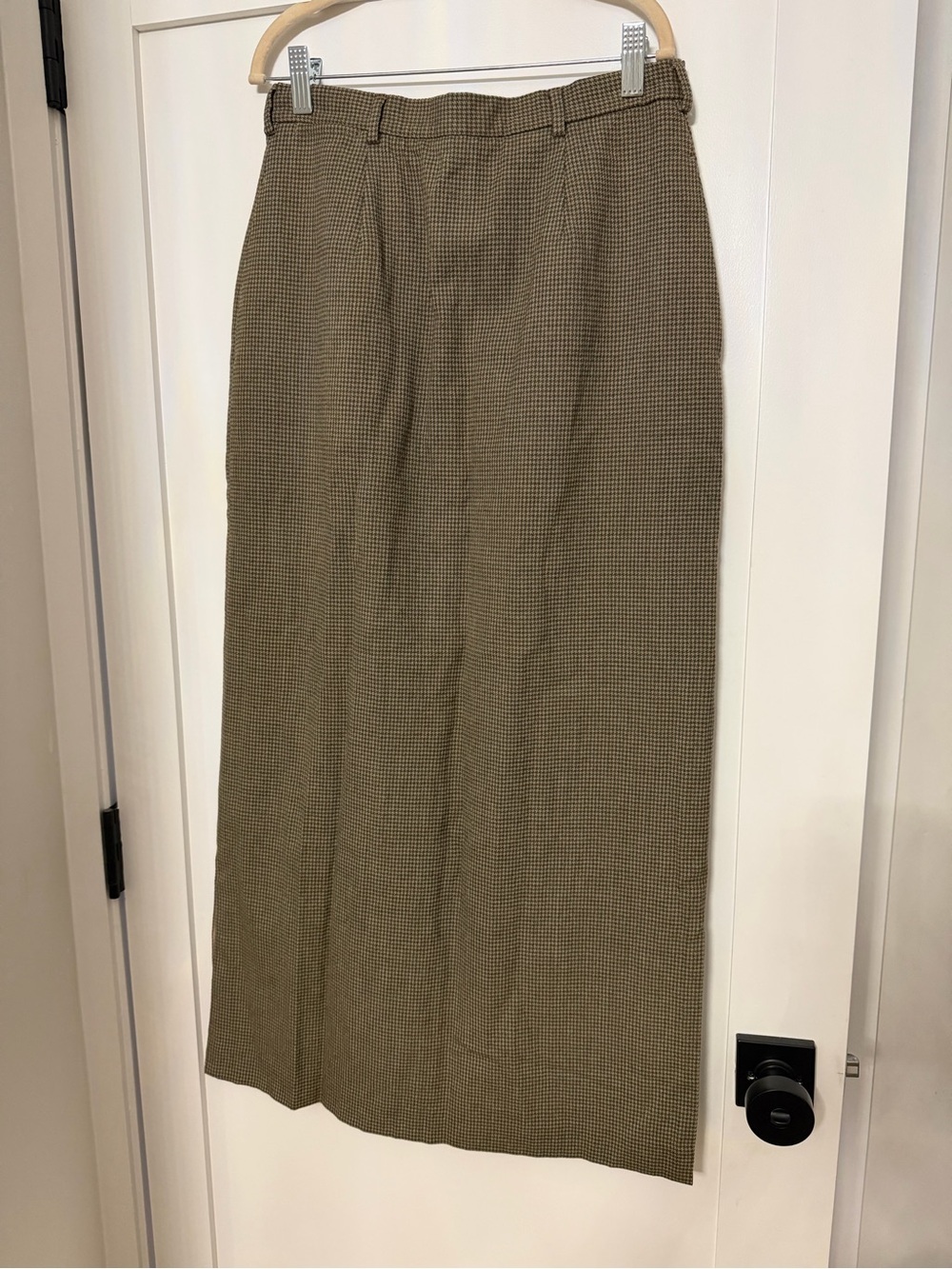 Vintage L.L. Bean 98% Wool Houndstooth Maxi Pencil Skirt Sz 6 Dark Academia